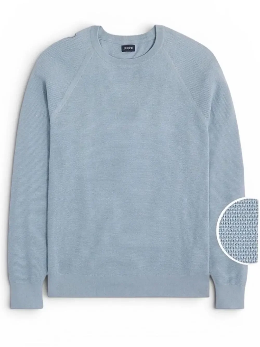 J.Crew Textured Cotton Crewneck Sweater Heather Light Blue NWT Size Large Knit